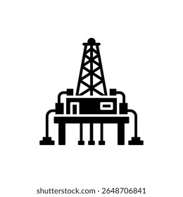 Oil Rig Structure with Platform and Industrial Pipes