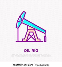 Oil rig thin line icon. Modern vector illustration of oil production.