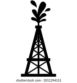 Oil rig vector. Gas platform industry icon. Derrick tower silhouette. Petroleum production drill illustration symbol isolated on white background