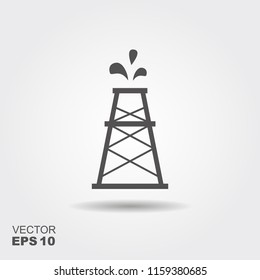 Oil rig vector illustration. Flat icon with shadow