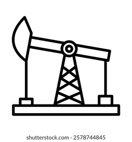 Oil Rig Vector Line Icon Design