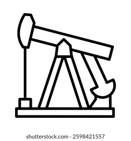 Oil Rig Vector Line Icon Design