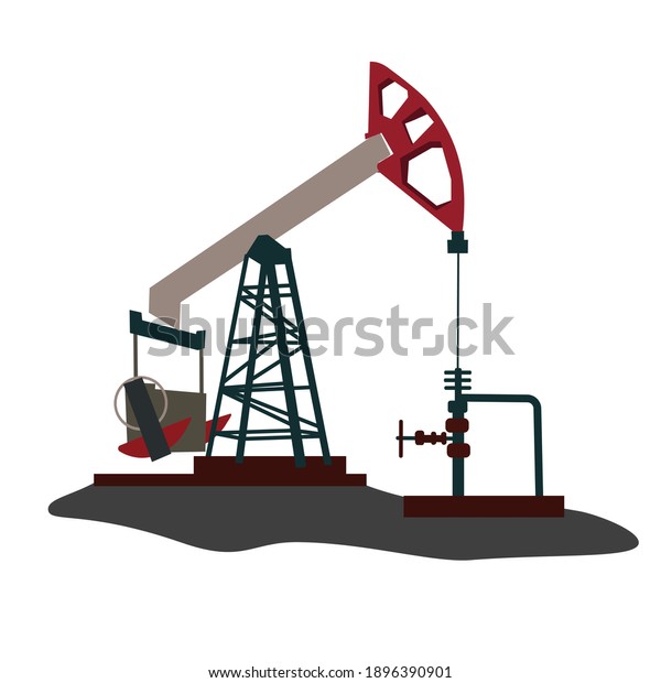 Oil rig\
vector stock illustration. Oil pumps, drilling derricks from oil\
field silhouette. Crude oil industry, background with pump jacks,\
drill rigs. Isolated on a white\
background