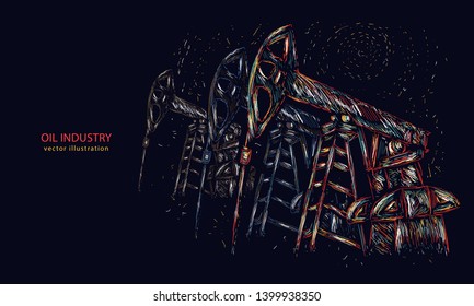 Oil rigs. Modern oil industry equipment background