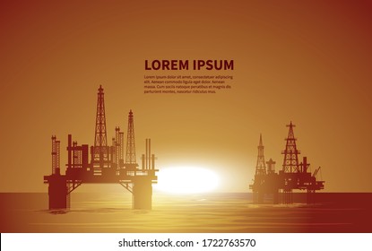 Oil rigs. Oil production. Vector