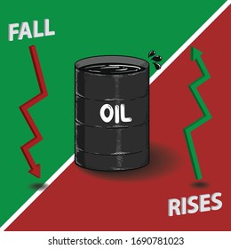 Oil Rises, Lower Oil.arrows one green and one red.vector illustration for oil price forecast presentation.
