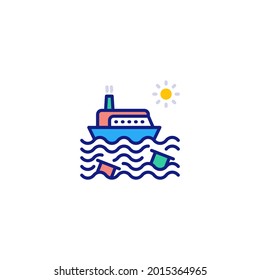 Öl im Meer Symbol in Vektorgrafik. Logotyp