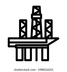 Oil Sea Platform Icon. Bold outline design with editable stroke width. Vector Illustration.