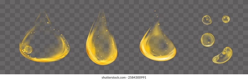 Oil serum drop isolated on white background,3g Golden gel droplet texture with bubble,Transparent yellow vitamin liquid moisture for skin care product background,Natural honey or syrup