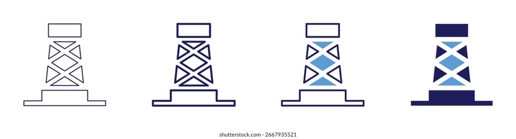 Icono de esquisto bituminoso en 4 estilos diferentes. Línea delgada, línea, línea en negrita, duotono. Estilo duotono. Trazo editable.