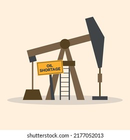 Oil shortage, crisis illustration, banner, high fossil fuel price, advertisement concept, global supply and demand sign, marketing vector, vector gas well isolated on background.