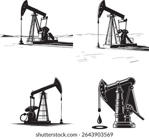 Oil Silhouette Black White Vector
