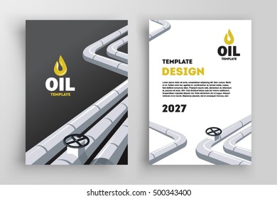 Oil Silver Valve Flyer Brochure Design. Front and back template design cover. Business flyer size A4 template.