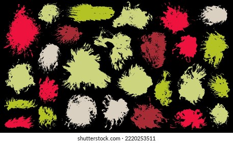 Oil sketch brush stroke mega set. Freehand smudge blotch sumie elements. Droplet stain sale sticker imprint bundle. Brush stroke paint spots design.