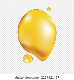 Oil smear, Drop Yellow Gel realistic, Cosmetic Cream Liquid. Realistic vector illustration