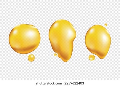 Oil smear, Drop Yellow Gel realistic, Cosmetic Cream Liquid. Realistic vector illustration