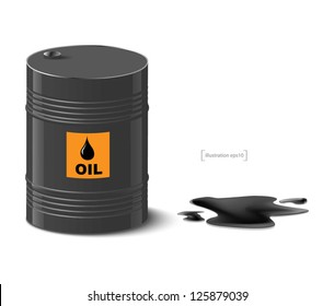 oil spill and oil barrel vector illustration