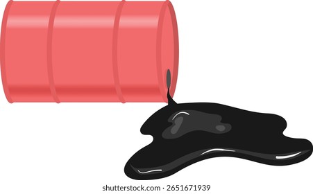 Ilustração de vetor de barril de derramamento de petróleo para design de arte de conceito de desastre ambiental e poluição