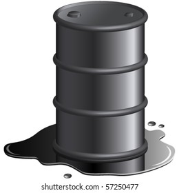 Oil Spill And Oil Barrel Vector Illustration