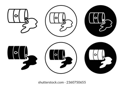 Oil spill icon. Crude petrol or diesel leak through barrel symbol. Industrial petroleum waste splash vector. chemical fuel or gasoline drip logo.