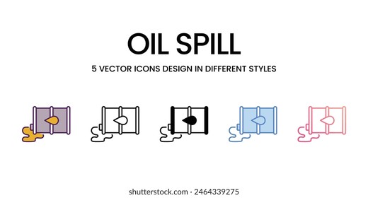 Oil Spill Icons different style vector stock illustration