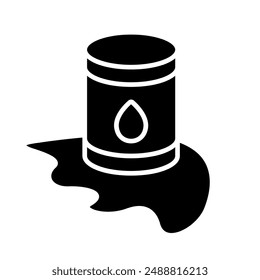 Oil spill line icon. Container, liquid, environmental hazard, pollution, leakage, petroleum, chemical waste, toxic spill, industry, eco disaster, water pollution, hazardous material, spill, accident