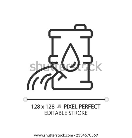 Oil spill linear icon. Environmental contamination. Ocean pollution. Chemical accident. Fuel tanker. Human impact. Thin line illustration. Contour symbol. Vector outline drawing. Editable stroke