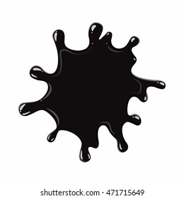 Oil spill splash isolated on white background. Black oil blot vector illustration