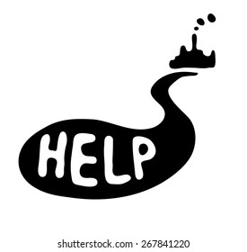 oil spill from the tanker, black vector illustration