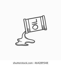 Derrame de aceite del icono de esbozo del vector de barril aislado en segundo plano. Dibujo a mano Derrame de petróleo del icono del barril. Derrame de petróleo del icono de boceto de barril para infografía, sitio web o aplicación.
