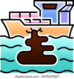 Oil Spills Icon Logo. Ocean pollution illustration.