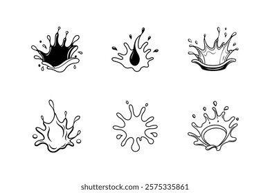oil splash icon vector line art illustration
