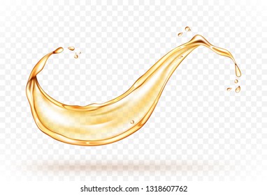 Oil splash isolated on transparent background. Realistic vector illustration