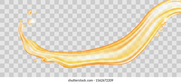 Oil splash isolated on transparent background. Realistic vector illustration