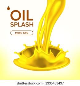Oil Splash Vector. Cosmetic, Machine. Automobile Industry. Organic Diesel. Mechanic Symbol. 3D Realistic Isolated Illustration