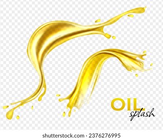 Oil splashing isolated. Fruit beverage elements for advertising or package design. Realistic yellow liquid with drop