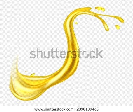 Oil splashing isolated. Fruit beverage elements for advertising or package design. Realistic yellow liquid with drop