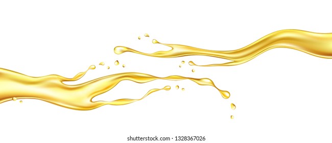 Oil splashing isolated on white background. Realistic vector illustration