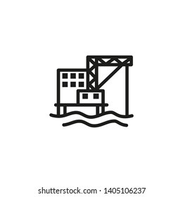 Oil station line icon. Extraction, platform, rig. Industry concept. Can be used for topics like construction, petroleum, exploration