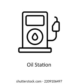Oil station Outline Vector Icon Design illustration on White background. EPS 10 File