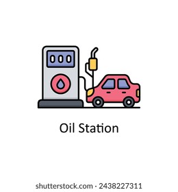 Ilustración de diseño de icono de contorno de vector de estación de aceite. Símbolo de unidades de fabricación sobre fondo blanco EPS 10 Archivo
