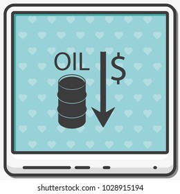 Oil stock crisis flat vector icon. Price down illustration.