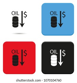 Oil stock crisis flat vector icon. Price down illustration.