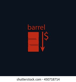 Oil stock crisis icon. Flat illustration.