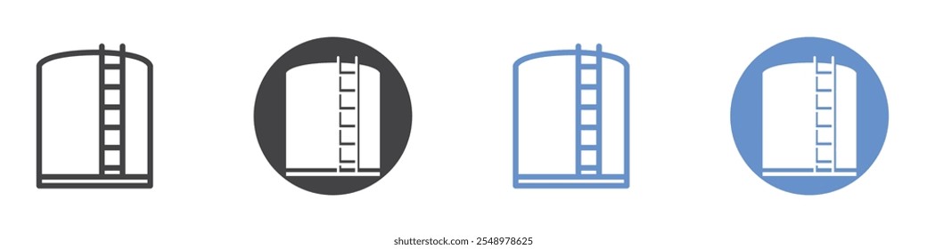 Oil storage icon flat line symbol set.