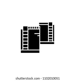 Oil storage tanks black icon concept. Oil storage tanks flat  vector symbol, sign, illustration.