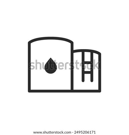 Oil storage tanks, linear style icon. oil storage, fuel, or energy sector. Editable stroke width.