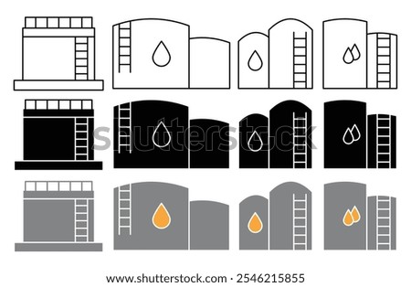 Oil storage vector icon collection. vector illustration set.