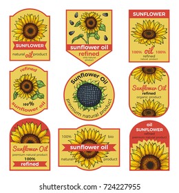 Oil sunflower banners for natural refined oil bottles