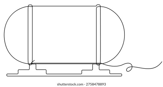 oil tank continuous one line drawing, single one continuous line. Isolated vector illustration, outline vector white background. 